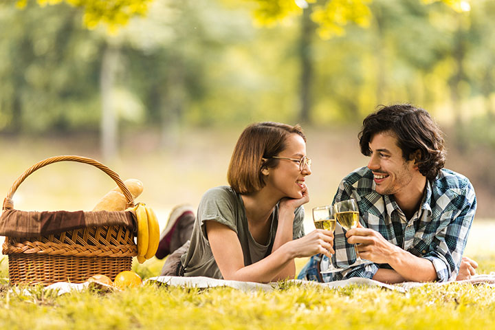 Picnic in a spring field