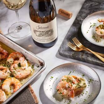 Sheet Pan Prawns with Garlic Parmesan Butter square